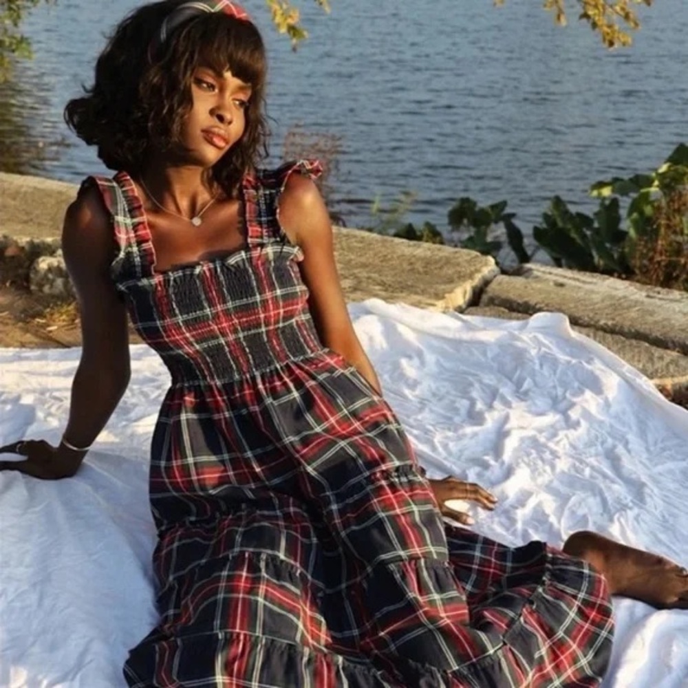 HILL HOUSE The Ellie Nap Dress Tartan Plaid Cotton Midi Size XS - Picture 5 of 10